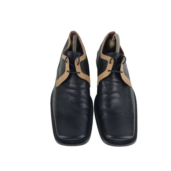 Paul‎ May Mens Black Brown Lace Up Square Toe Derby Shoes Size US 8 EUR 41 - Picture 4 of 9